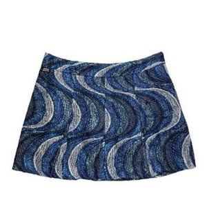 Vintage Miss Sixty Pleated Embroidered Pleated Mini Skirt / Silver & Blue